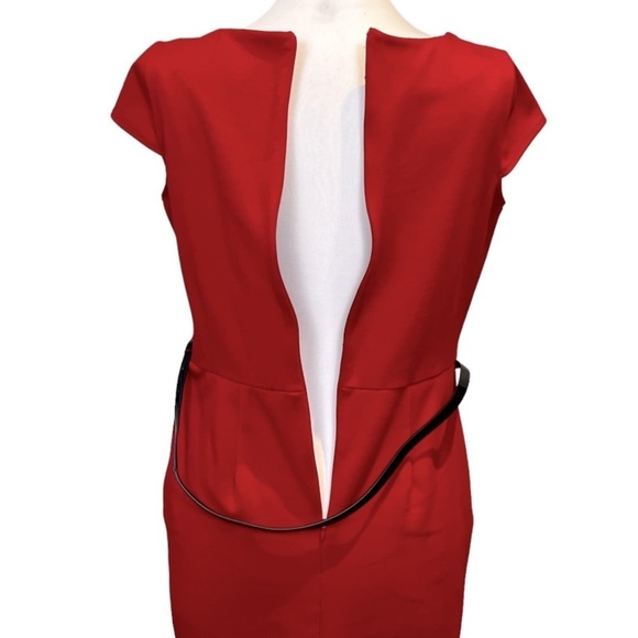 DANA Buchman Bodycon Day To Night Stretch Knit Belted Cap Sleeve Sheath Dress - Picture 2 of 6